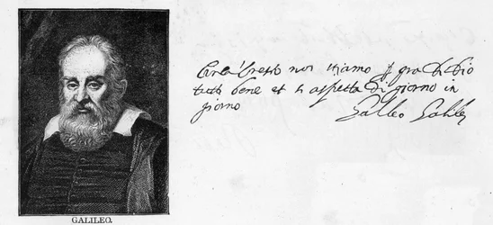 Handschrift und Unterschrift von Galileo Galilei aus einem Brief an seinen jüngeren Bruder Michelangelo in Vilnius, Litauen, geschrieben in Padua, 20. November 1601
